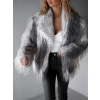 Šedý faux fur kožešinový kabátek BRUNA se žíháním (Veľkosť ONESIZE)