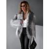 Šedý faux fur kožešinový kabátek BRUNA se žíháním (Veľkosť ONESIZE)