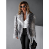 Šedý faux fur kožešinový kabátek BRUNA se žíháním (Veľkosť ONESIZE)