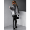 Šedý faux fur kožešinový kabátek BRUNA se žíháním (Veľkosť ONESIZE)