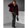 Vínový kožešinový faux fur kabátek PESHA (Veľkosť M/L)