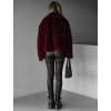 Vínový kožešinový faux fur kabátek PESHA (Veľkosť M/L)