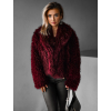 Vínový kožešinový faux fur kabátek PESHA (Veľkosť M/L)
