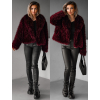 Vínový kožešinový faux fur kabátek PESHA (Veľkosť M/L)