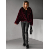 Vínový kožešinový faux fur kabátek PESHA (Veľkosť M/L)
