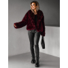 Vínový kožešinový faux fur kabátek PESHA (Veľkosť M/L)