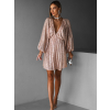 Béžové krátke flitrované šaty BERRON s výstrihom