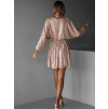 Béžové krátke vypasované flitrované šaty HELION