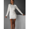 Biele krátke flitrované šaty WIDOW s mašľou