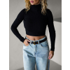 Čierny crop rolák EMYLIJA s dlhým rukávom