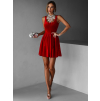 Červené krátke zamatové vypasované šaty KALLIAS