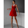 Červené krátke zamatové vypasované šaty KALLIAS