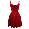 Červené krátke zamatové vypasované šaty KALLIAS