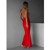Červené trblietavé dlhé šaty CESARA s odhaleným chrbtom
