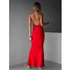 Červené trblietavé dlhé šaty CESARA s odhaleným chrbtom