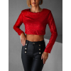 Červený flitrovaný crop top PETROMILA s vycpávkami (Veľkosť ONESIZE)