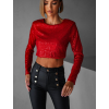 Červený flitrovaný crop top PETROMILA s vycpávkami (Veľkosť ONESIZE)