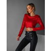 Červený flitrovaný crop top PETROMILA s vycpávkami (Veľkosť ONESIZE)