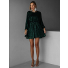 Smaragdové krátke vypasované flitrované šaty HELION