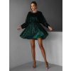 Smaragdové krátke vypasované flitrované šaty HELION