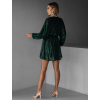 Smaragdové krátke vypasované flitrované šaty HELION