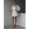 Strieborné krátke vypasované flitrované šaty HELION