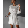 Strieborné krátke vypasované flitrované šaty HELION