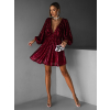 Vínové krátke flitrované šaty BERRON s výstrihom