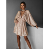 Zlaté krátke flitrované šaty BERRON s výstrihom