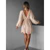 Zlaté krátke flitrované šaty BERRON s výstrihom