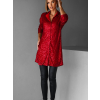 Červené flitrované košeľové šaty LEXURY na gombíky