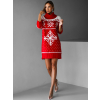 Červené vianočné svetrové šaty LONDON s rolákom