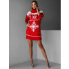 Červené vianočné svetrové šaty LONDON s rolákom