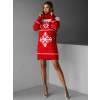 Červené vianočné svetrové šaty LONDON s rolákom