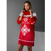 Červené vianočné svetrové šaty LONDON s rolákom