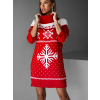 Červené vianočné svetrové šaty LONDON s rolákom