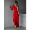 Červený elegantný overal EDIVAD na jedno rameno