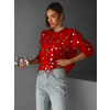 Červený oversize trblietavý sveter ANETTY s flitrami