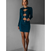 Petrolejové elastické mini šaty FINLAY s prestrihmi