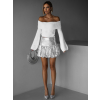 Strieborná balónová flitrovaná sukňa BRIGITTE