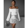 Strieborná balónová flitrovaná sukňa BRIGITTE