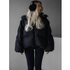 Černá zimní oversize puffy bunda LENUEL (Veľkosť M/L)