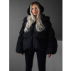 Černá zimní oversize puffy bunda LENUEL (Veľkosť M/L)