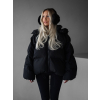 Černá zimní oversize puffy bunda LENUEL (Veľkosť M/L)