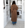 Hnedý dlhý elegantný kabát KERRYL s gombíkmi