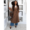 Hnedý dlhý elegantný kabát KERRYL s gombíkmi