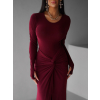 Bordo elegantní dlouhá sukně VEETI s řasením (Veľkosť ONESIZE)