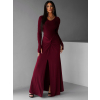 Bordo elegantní dlouhá sukně VEETI s řasením (Veľkosť ONESIZE)