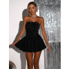 Čierne balónové krátke trblietavé šaty ANGELICA