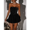 Čierne balónové krátke trblietavé šaty ANGELICA